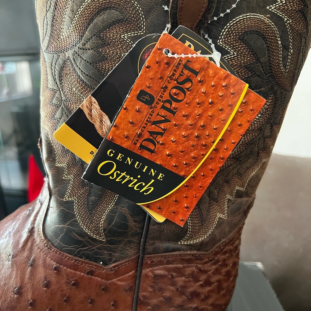 ***SOLD~~~~~>NWT Dan Post Dillinger Full Quill Ostrich Square Toe Cowboy Boots - Picture 10 of 15